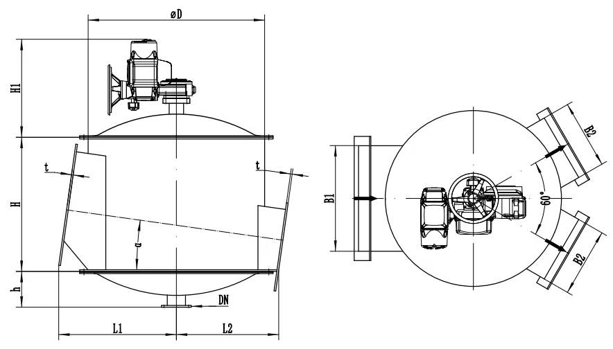 Трехходовой, четырехходовой распределительный клапан для пылевидных материалов (7)666